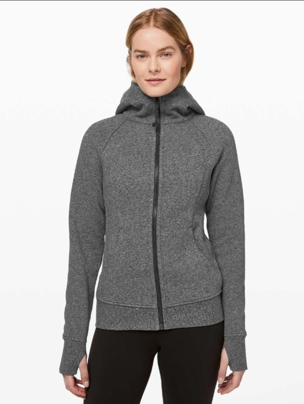 Lululemon Scuba Hoodie *Light Cotton Fleece Heathered Speckled Black Size 2